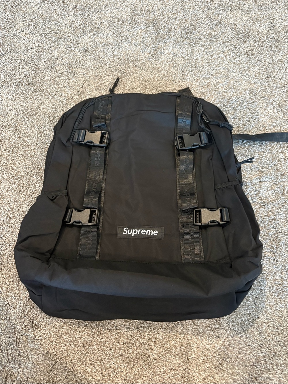 Supreme Black Buckle-Front Backpack